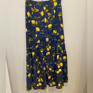 Gianni Bini Skirt Lemons Blue Split Front Women’s size S